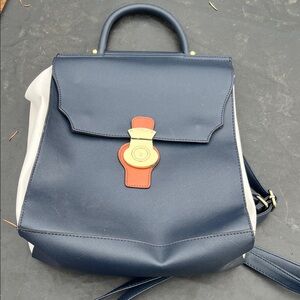 Navy and White Women's Backpack